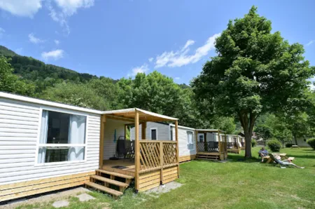 Ansicht eines Mobilheims auf Drau Camping Sachsenburg