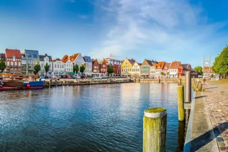 Aussicht auf Altstadt von Husum in Schleswig-Holstein