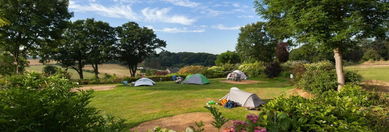Zelte auf einem Campingplatz in Limburg in den Niederlanden