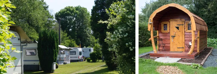 Campingplatz im eigenen Wohnwagen oder in einer gemütlichen Holzhütte