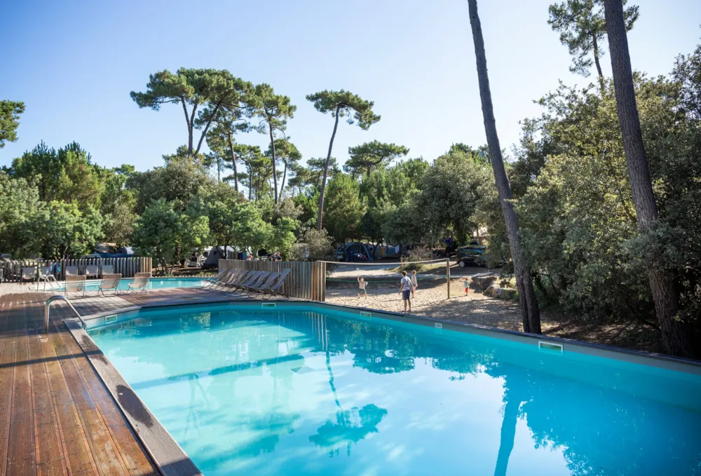 Campingpool umgeben von Pinien