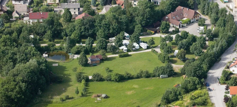Luftaufnahme des Campingplatzes in Niederösterreich