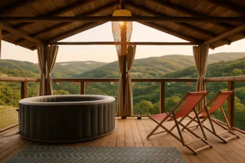 Mietunterkunft - Hütte Minca  Jacuzzi & Talblick - Camping Domaine de la Faurie 