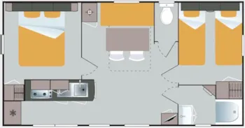 Mietunterkunft - Mobilheim Riviera 2 Zimmer + Überdachte Terrasse Seeblick - Camping de l'Aber