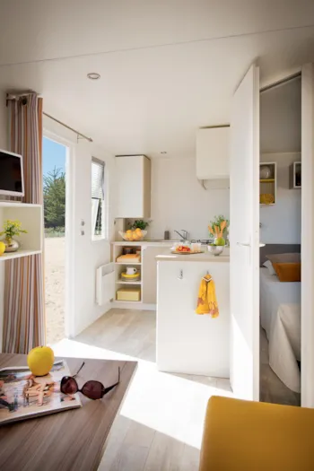 Mietunterkunft - Mobilheim Cahita 1 Zimmer  Überdachte Terrasse Seeblick - Camping de l'Aber