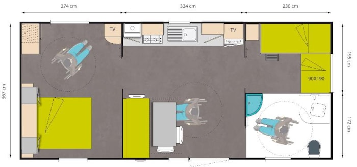 Mobil-Home 32M² Confort (2 Chambres) Pmr Avec Tv + Terrasse Semi-Couverte + Clim