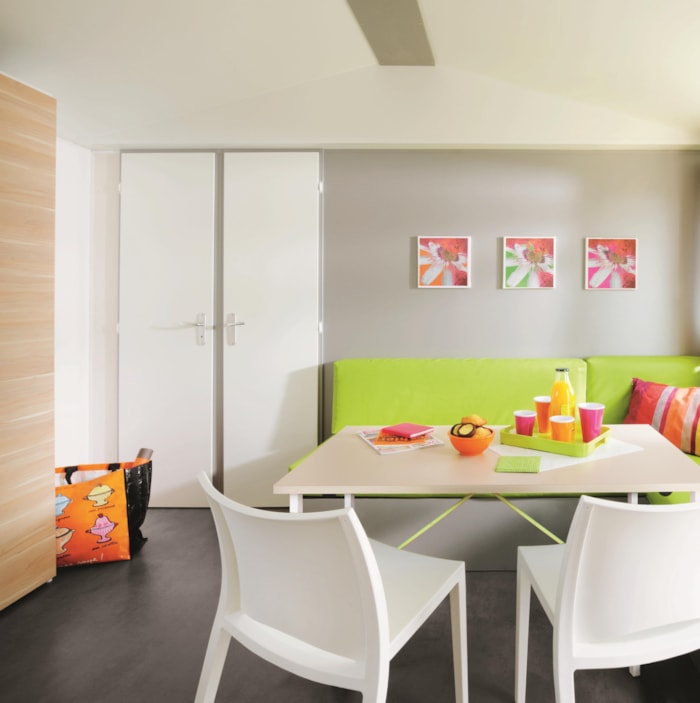 Mobil-Home Confort 27M² 2 Chambres + Terrasse Semi-Couverte 18M² + Tv + Clim