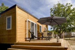 Location - Mobil-Home Bois Premium 30M² 2 Chambres + Terrasse Semi-Couverte + Tv + Clim - Flower Camping Les Ondines