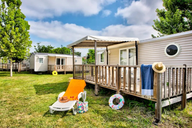Mobil-Home Confort 27M² 2 Chambres + Terrasse Semi-Couverte 18M² + Tv + Clim