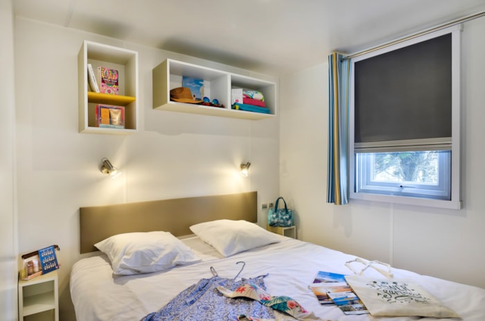 Mobil-Home Bois Premium 30M² 2 Chambres + Terrasse Semi-Couverte + Tv + Clim