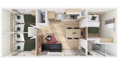 Homeflower Premium 35m² - 3 bedrooms + covered terrace + TV + sheets + towels + CLIM