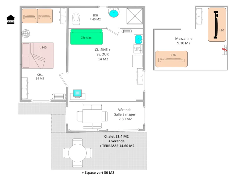 Chalet Véranda - 1 Ch +1 Mez.