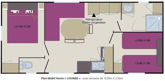 Mobile Home Lounge - 2 Chambres