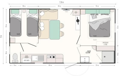 Paradis Mobile Home, 30 m² - Air-Conditioned - 2 Bedrooms
