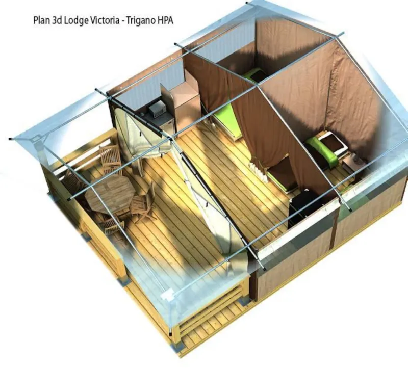 Tente Eden Standard 30M² 2 Chambres - Sans Sanitaires + Vue Sur Le Lot + Terrasse Couverte 11.5M²