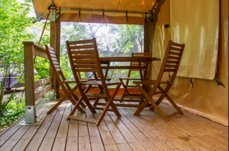 Tente Eden Standard 30M² 2 Chambres - Sans Sanitaires + Vue Sur Le Lot + Terrasse Couverte 11.5M²