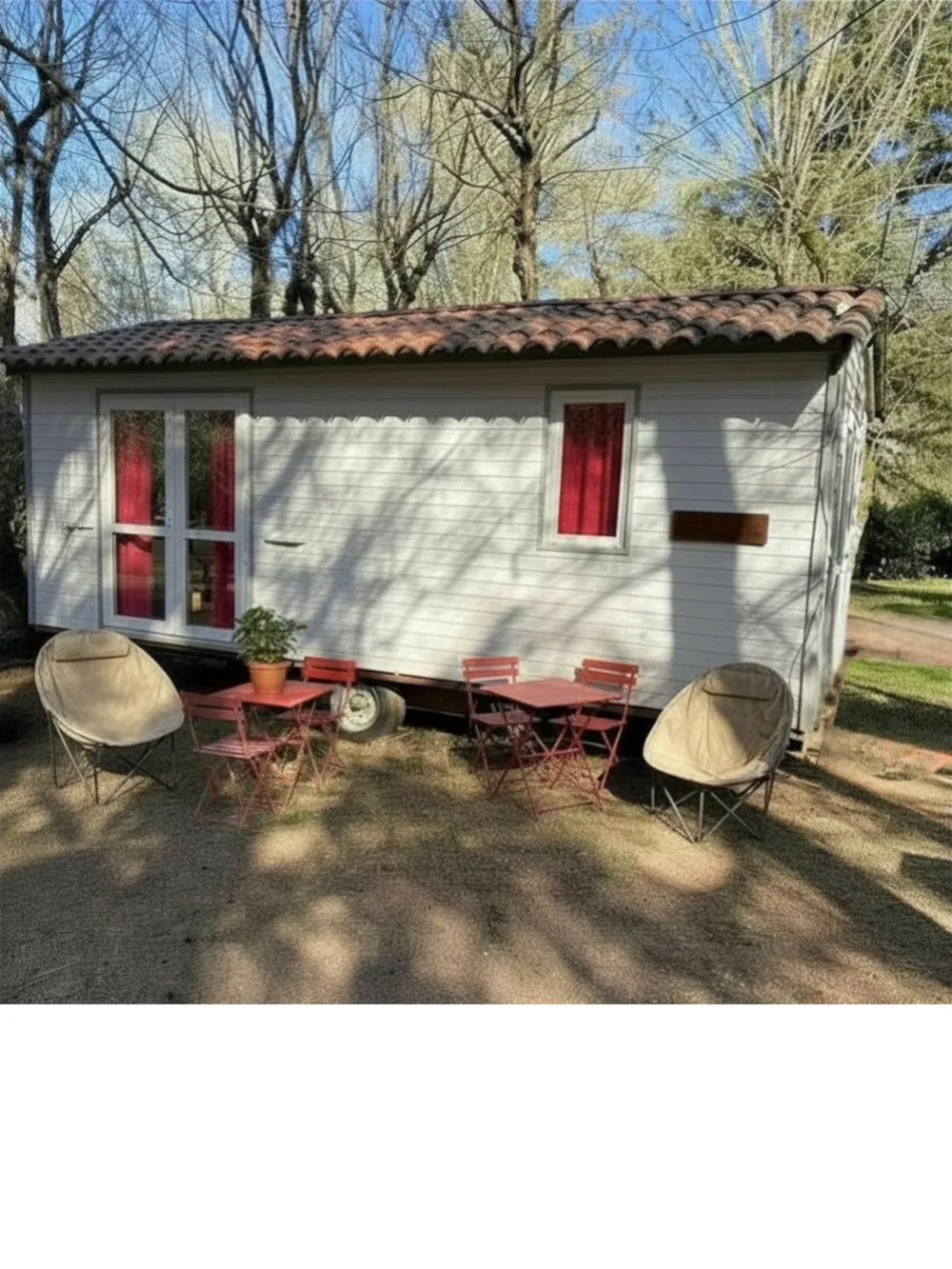 Location - Chalet Prêt À Camper 27 M² 4 Personnes - Flower Camping LA PLAGE à St Cirq Lapopie