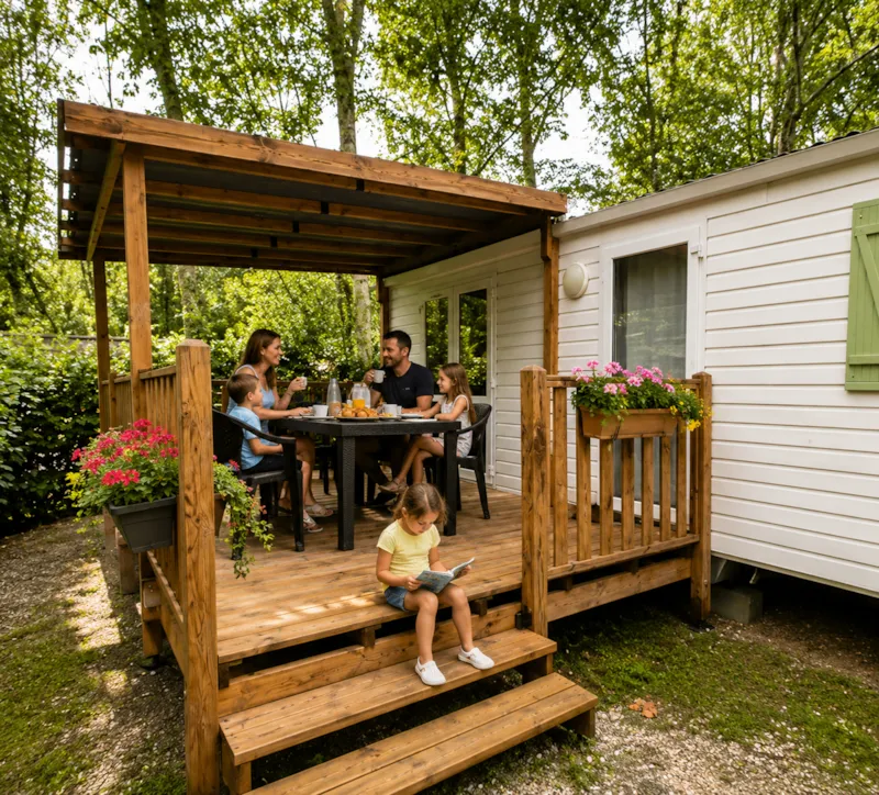 Mobil-Home Confort 28 M² – Terrasse Couverte – Idéal Pour Les Familles