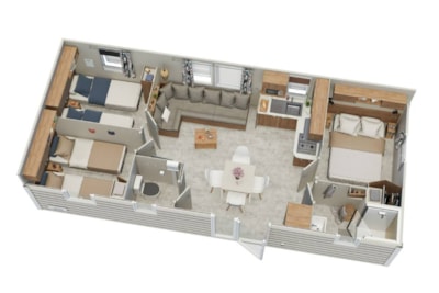 New Mobil-Home Premium - 32m²(3 bedrooms-6pers.) + Terrace + TV + Air conditioning — 2