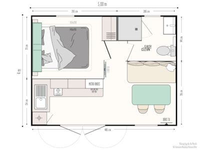 Mobile Home Comfort 22m² - 1 bedroom + 12m² semi-covered terrace + TV + Air conditioning - — 5