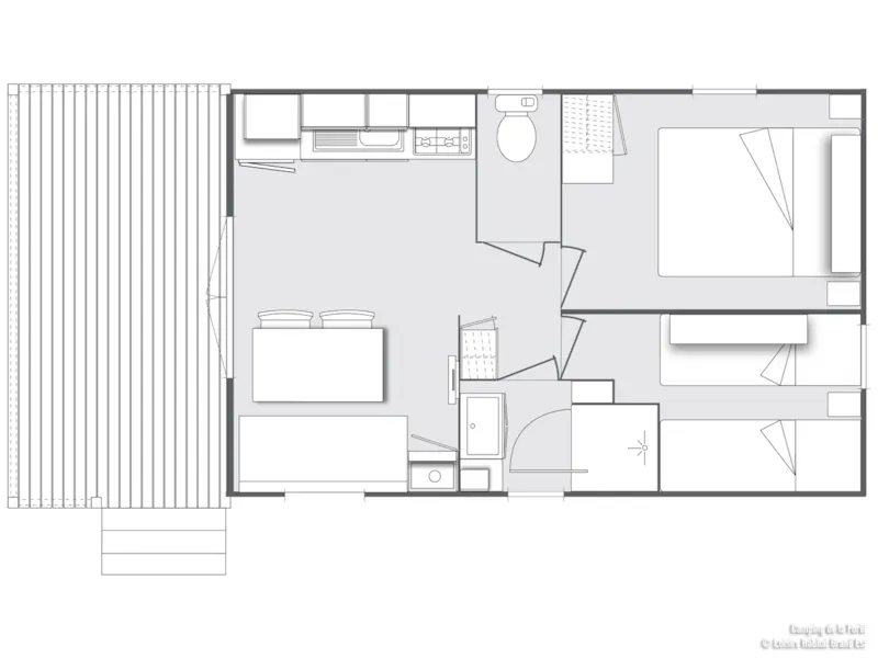 Mobil-Home Confort 32M² - 2 Chambres + Terrasse Couverte 12M² + Tv + Clim -