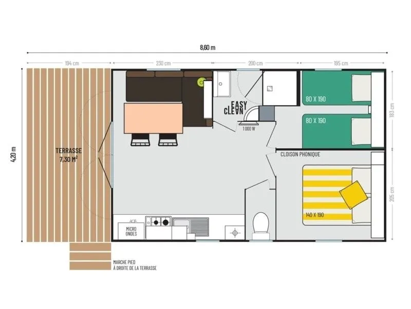 Mobil-Home Ophea Samedi Front De Mer 33M² / 2 Chambres - Terrasse