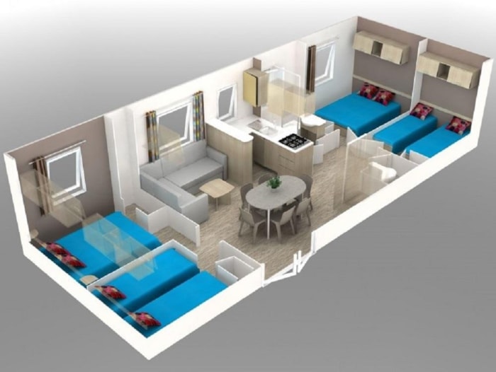 Mobilhome Confort 40 M² (4 Chambres) Avec Terrasse Couverte + Tv