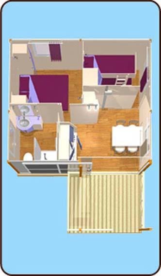 Chalet Standard 20 M² (2 Chambres) Avec Terrasse Couverte +Tv