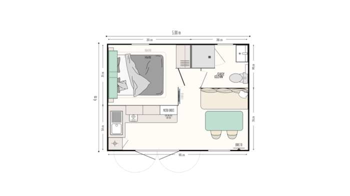 Mobilhome Premium 18M² (1 Chambres) Terrasse Couverte + Tv + Lv
