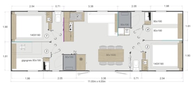 Mobilhome Premium 4 Bedrooms & 2 Bathrooms - TV + Dishwasher — 5