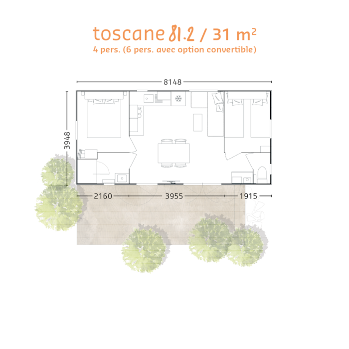 Mobil-Home Toscane Confort+ 2Ch. 31M2 (2023)