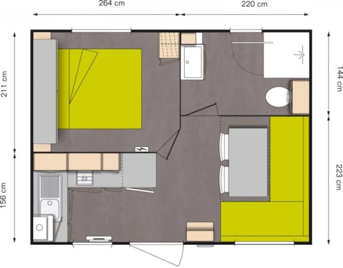 Mobil-Home Confort 18M² (1 Chambre) + Tv + Terrasse Semi Couverte