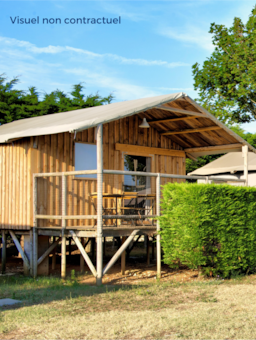 Location - Cabane Lodge Bois Sur Pilotis Standard 34M² (2 Chambres) Dont Terrasse Couverte 11M² - Flower Camping La Plage
