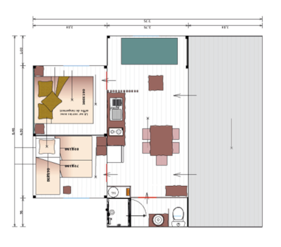 NEW : Cotton Flower Canvas Lodge Comfort 28m² (2 bedrooms) + TV + covered terrace 16m² — 8