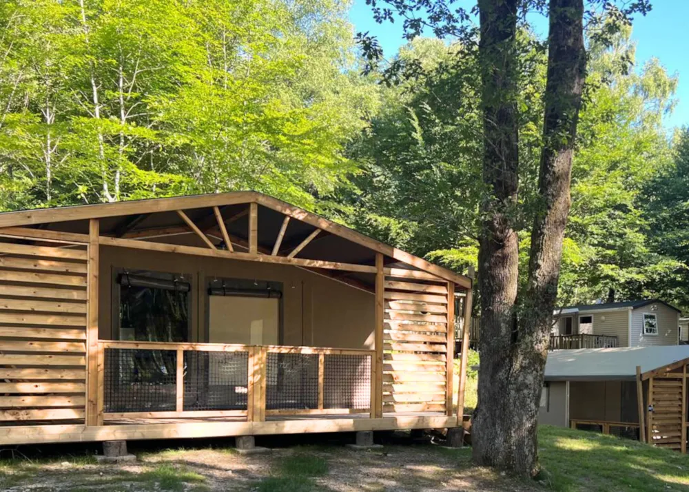 Location - Nouveaute : Cabane Toilée Cotton Flower Confort 28M² (2 Chambres) + Tv + Terrasse Couverte 16M² - Flower Camping La Plage