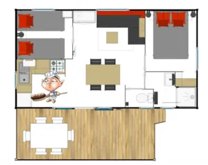 Locatif - Mobile-home Sun - 30 m² - 2 bedrooms - Clico Chic - Camping La Source du Jabron