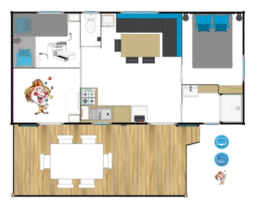 Location - Mobil-Home Kids Top Presta Placette - 29 M² - 2 Chambres - image n°6 - Clico Chic - Camping La Source du Jabron