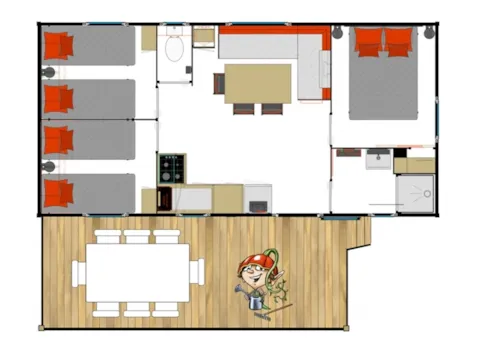 Location - Mobil-Home Resort Top Presta - 32 M² - 3 Chambres - image n°2 - Clico Chic - Camping La Source du Jabron
