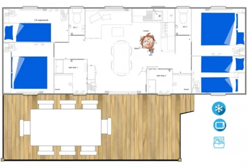 Location - Mobil-Home Super Family Top Presta - 40 M² - 4 Chambres - image n°6 - Clico Chic - Camping La Source du Jabron