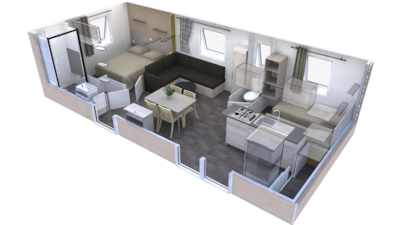 Mobil home Premium 33m² - 2 bedrooms - sheltered terrace and shaded