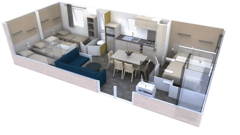 Mobil-Home Premium 35M² - 3 Chambres - Vue Château - Terrasse Couverte