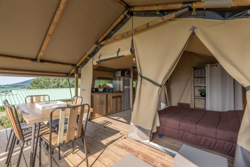 Tente Ecolodge Premium 34M² - 2 Chambres - Terrasse Couverte