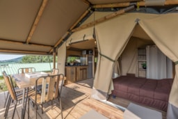 Location - Tente Ecolodge Premium 34M² - 2 Chambres - Terrasse Couverte - Flower Camping du Lac de Saint Point  Lamartine - Saône et Loire - Bourgogne du Sud 