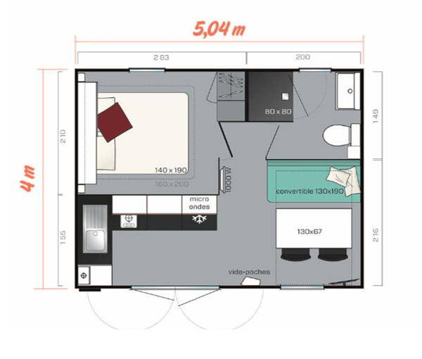 Mobil Home - 20M² - 1 Chambre - Terrasse Couverte 9M² -