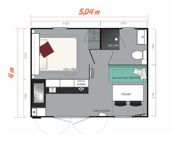 Mobil Home Confort - 20M² - 1 Chambre - Terrasse Couverte 9M²