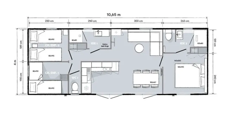 Mobil Home Premium - 40M² - 3 Chambres (Dont 1 Lit En Hauteur) - 2 Sdb - Terrasse Couverte