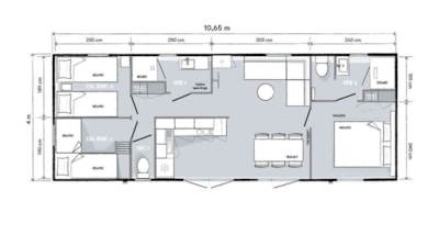 Mobil home Premium - 40m² -  3 bedrooms - 2 bathrooms - sheltered terrace