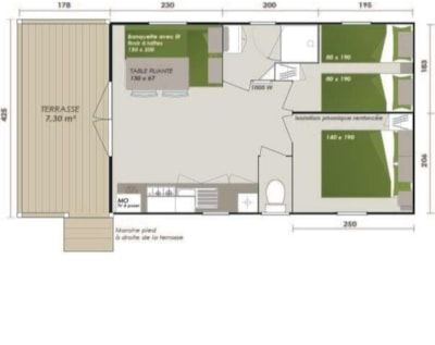 Mobil home Eden - 25m² - 2 bedrooms - sheltered terrace 7m²