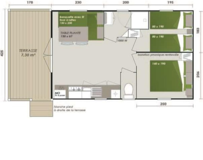 Mobil Home Loggia Bay - 25M² - 2 Chambres - Terrasse Couverte 7M²