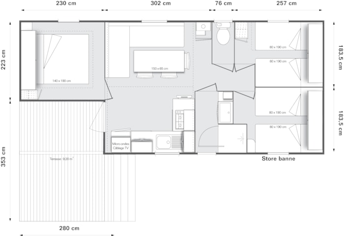 Confort Calypso 30M² - 3 Chambres - Climatisé